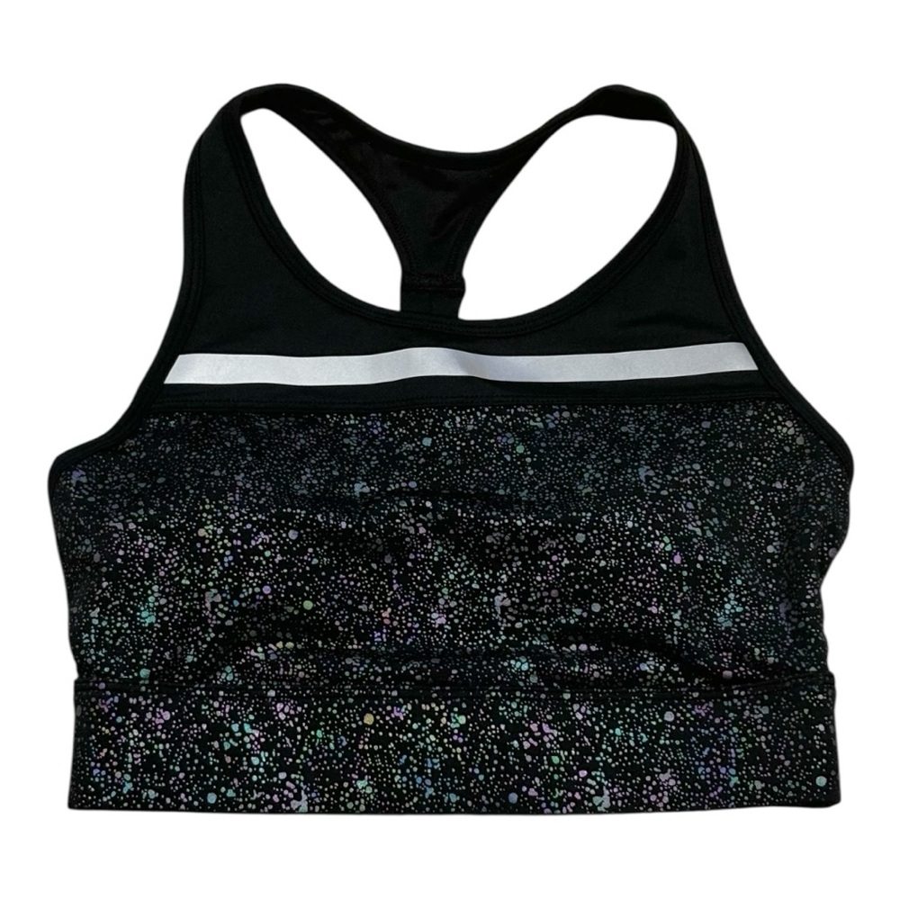 ZYIA Active Black Reflective Mirage Light n Tight Racer Bra Size Small